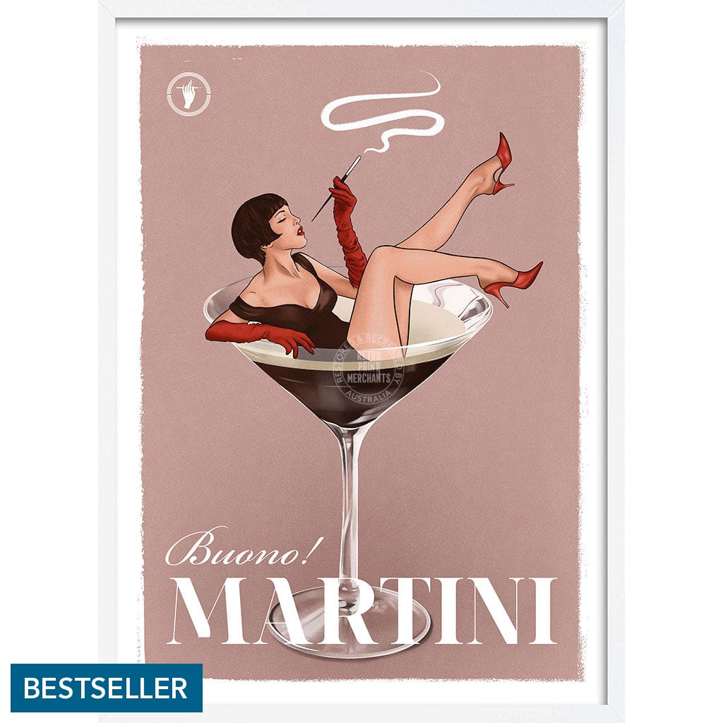 MARTINI | WORLDWIDE A3 | 297 x 420mm | 11.7 x 16.5 inches / Framed Print: White Timber Print Art
