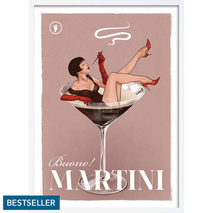 MARTINI | WORLDWIDE A3 | 297 x 420mm | 11.7 x 16.5 inches / Framed Print: White Timber Print Art