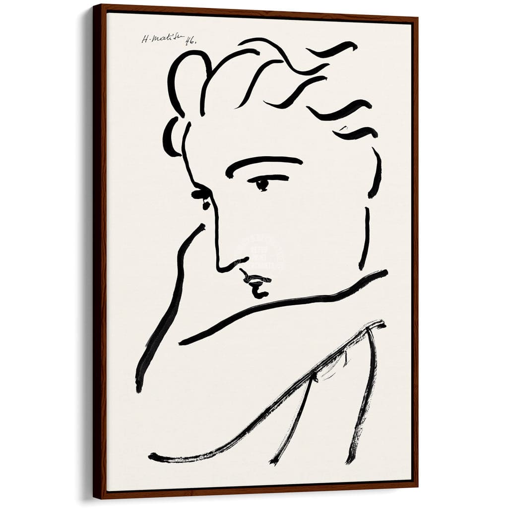 Matisse Profil De Femme | France A3 297 X 420Mm 11.7 16.5 Inches / Canvas Floating Frame: Chocolate