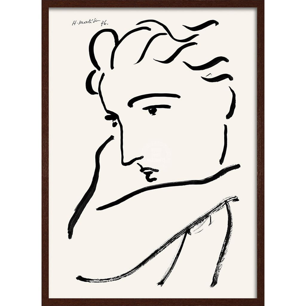 Matisse Profil De Femme | France A3 297 X 420Mm 11.7 16.5 Inches / Framed Print: Chocolate Oak