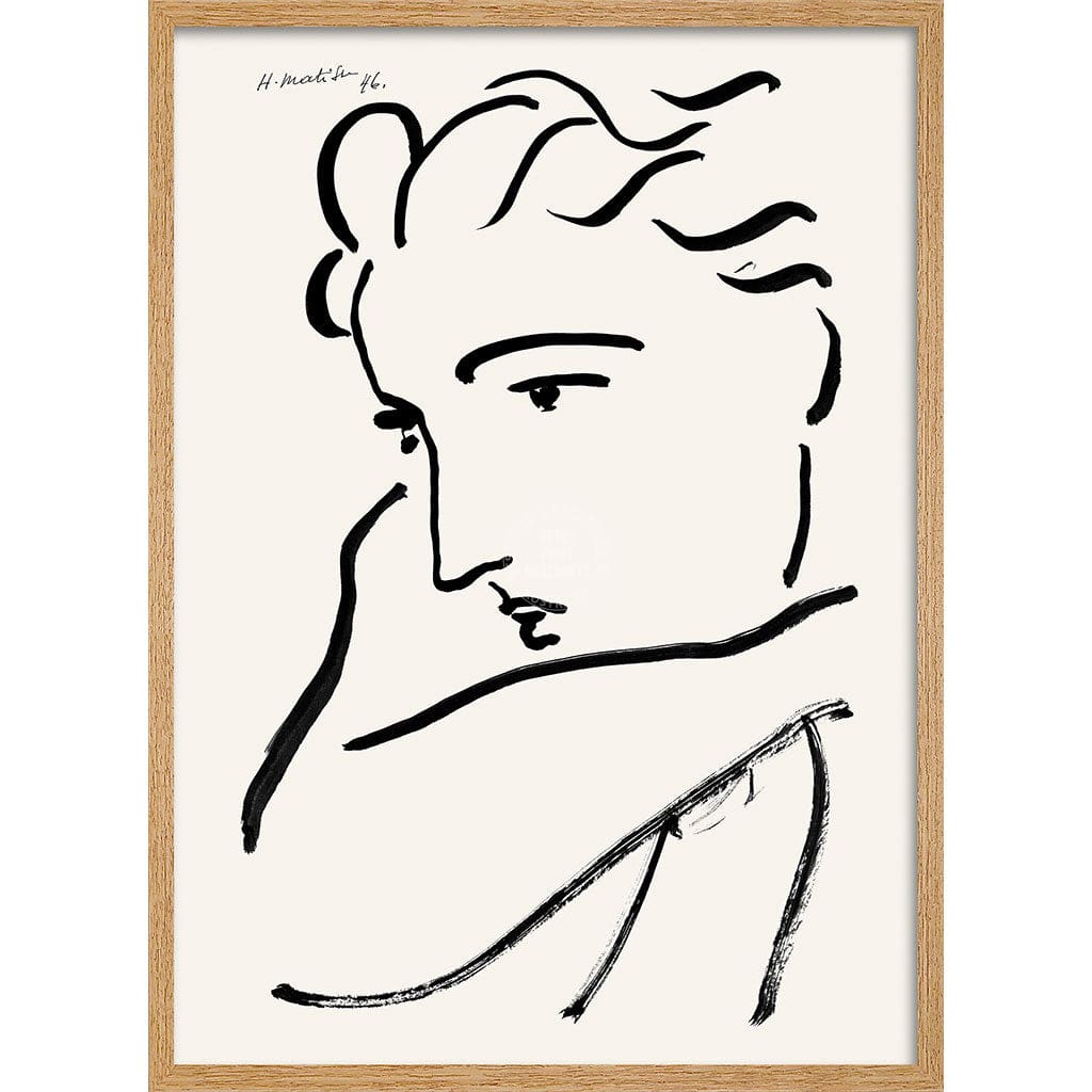 Matisse Profil De Femme | France A3 297 X 420Mm 11.7 16.5 Inches / Framed Print: Natural Oak Timber