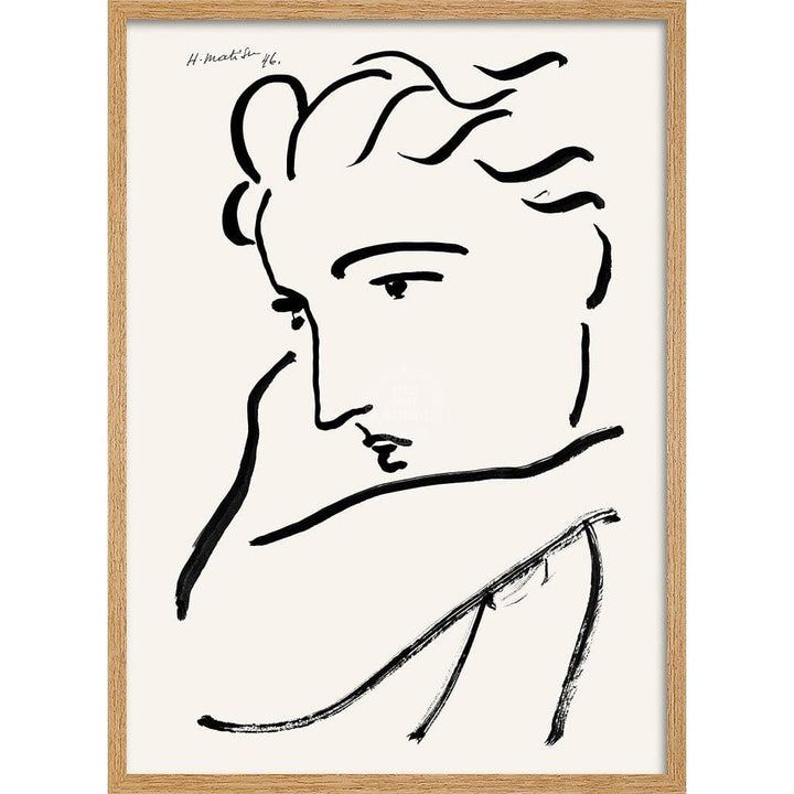 Matisse Profil De Femme | France A3 297 X 420Mm 11.7 16.5 Inches / Framed Print: Natural Oak Timber