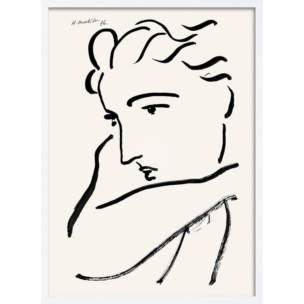 Matisse Profil De Femme | France A3 297 X 420Mm 11.7 16.5 Inches / Framed Print: White Timber Print