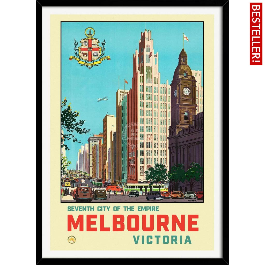 Melbourne 1930 | Australia 422Mm X 295Mm 16.6 11.6 A3 / Black Print Art