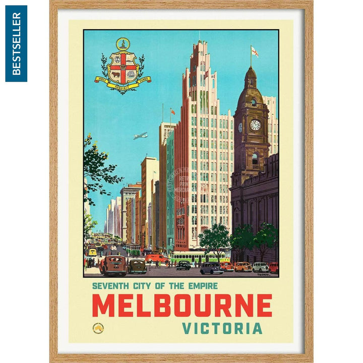 Melbourne 1930 | Australia 422Mm X 295Mm 16.6 11.6 A3 / Natural Oak Print Art