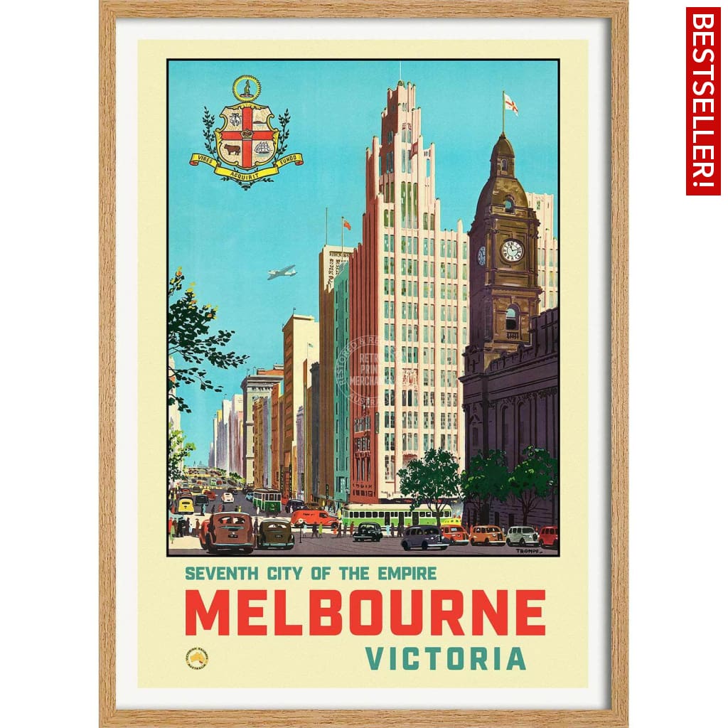Melbourne 1930 | Australia 422Mm X 295Mm 16.6 11.6 A3 / Natural Oak Print Art