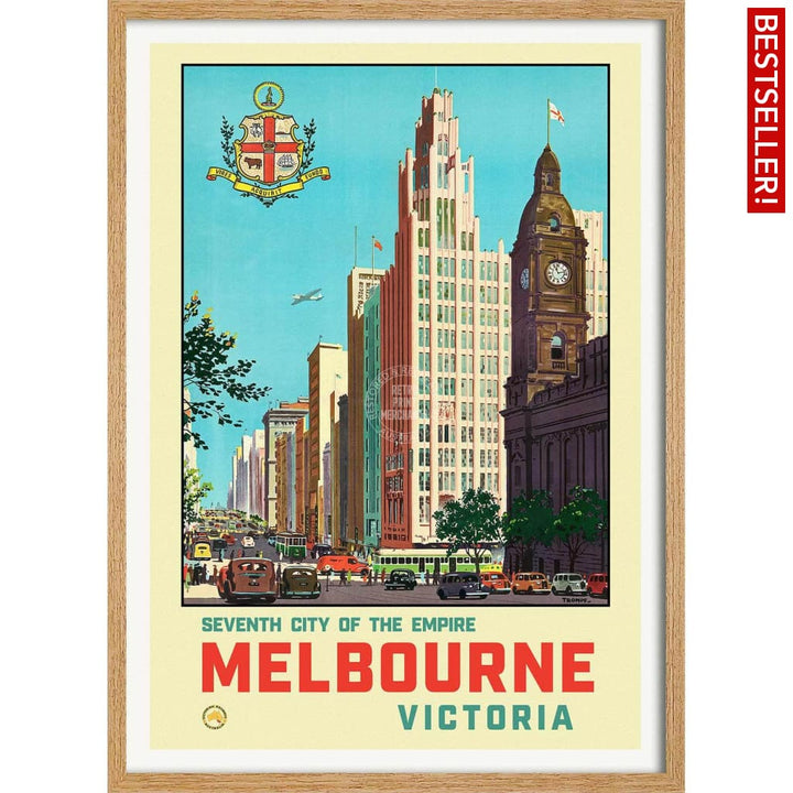 Melbourne 1930 | Australia 422Mm X 295Mm 16.6 11.6 A3 / Natural Oak Print Art