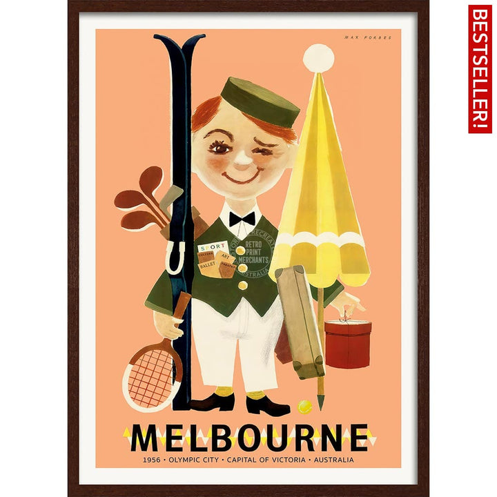 Melbourne 1956 Olympics | Australia A4 210 X 297Mm 8.3 11.7 Inches / Framed Print: Chocolate Oak