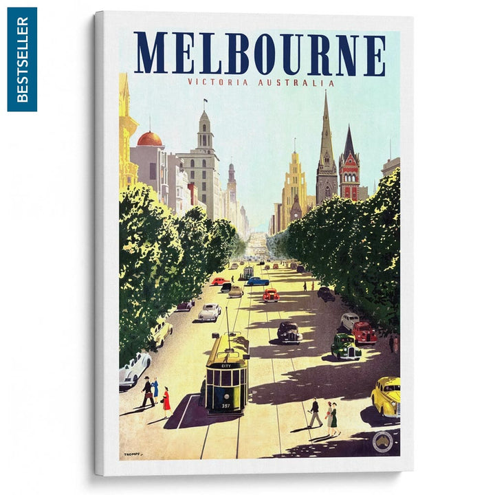MELBOURNE COLLINS STREET | AUSTRALIA A3 | 297 x 420mm | 11.7 x 16.5 inches / Stretched Canvas Print Art