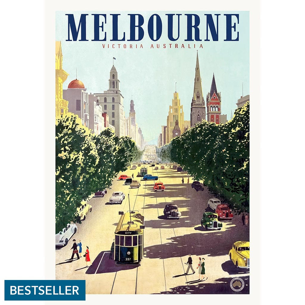 MELBOURNE COLLINS STREET | AUSTRALIA A2 | 420 x 594mm | 16.5 x 23.4 inches / Unframed Print Print Art
