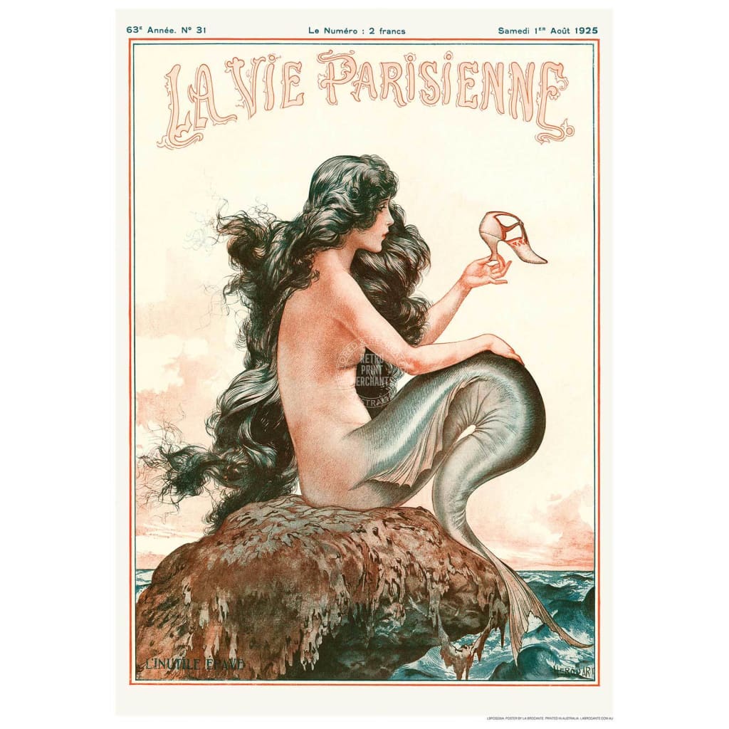 Mermaid | France 422Mm X 295Mm 16.6 11.6 A3 / Unframed Print Art