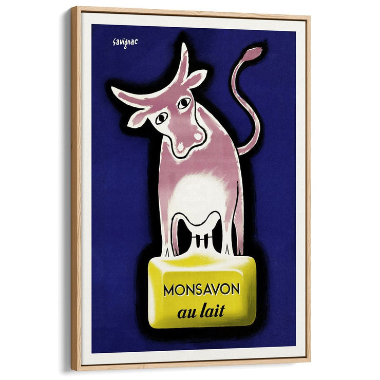 Mon Savon Soap | France A3 297 X 420Mm 11.7 16.5 Inches / Canvas Floating Frame - Natural Oak Timber