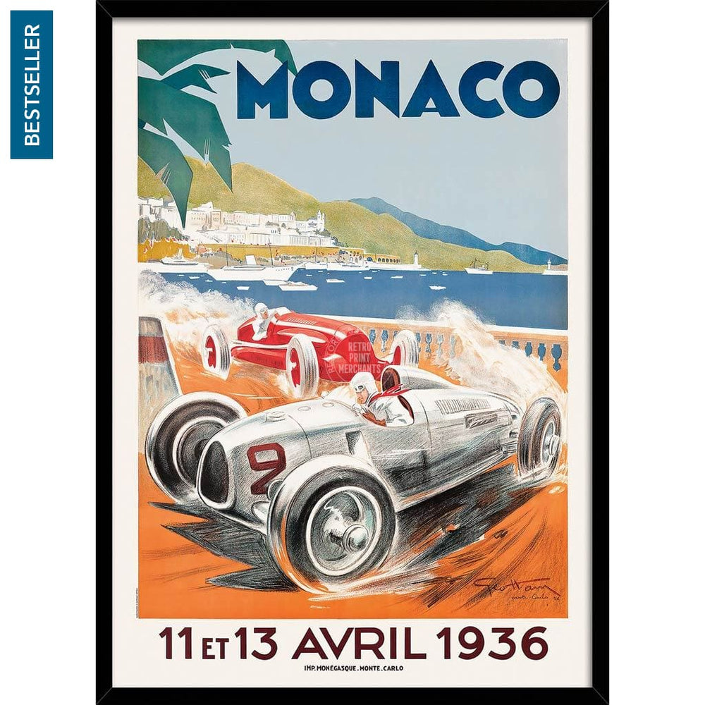Monaco Grand Prix 1936 | France 422Mm X 295Mm 16.6 11.6 A3 / Black Print Art