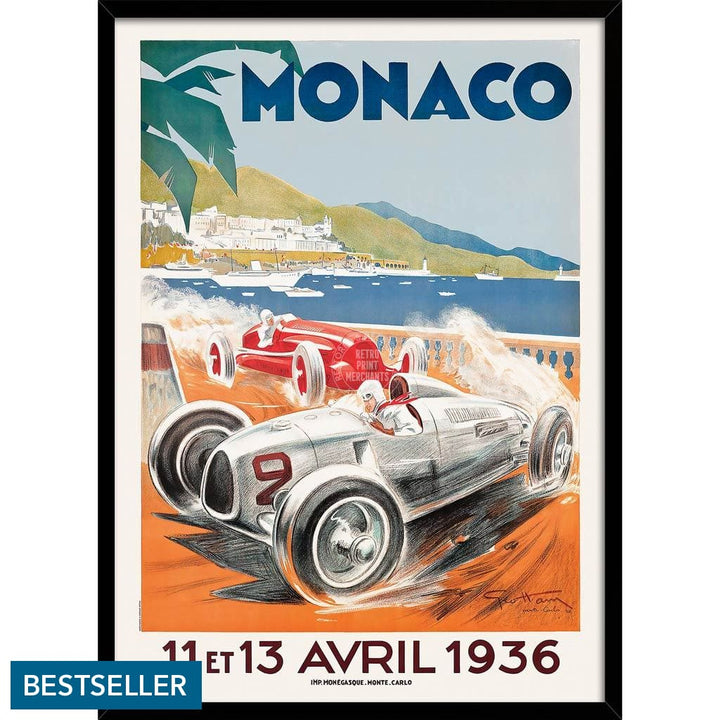 Monaco Grand Prix 1936 | France 422Mm X 295Mm 16.6 11.6 A3 / Black Print Art
