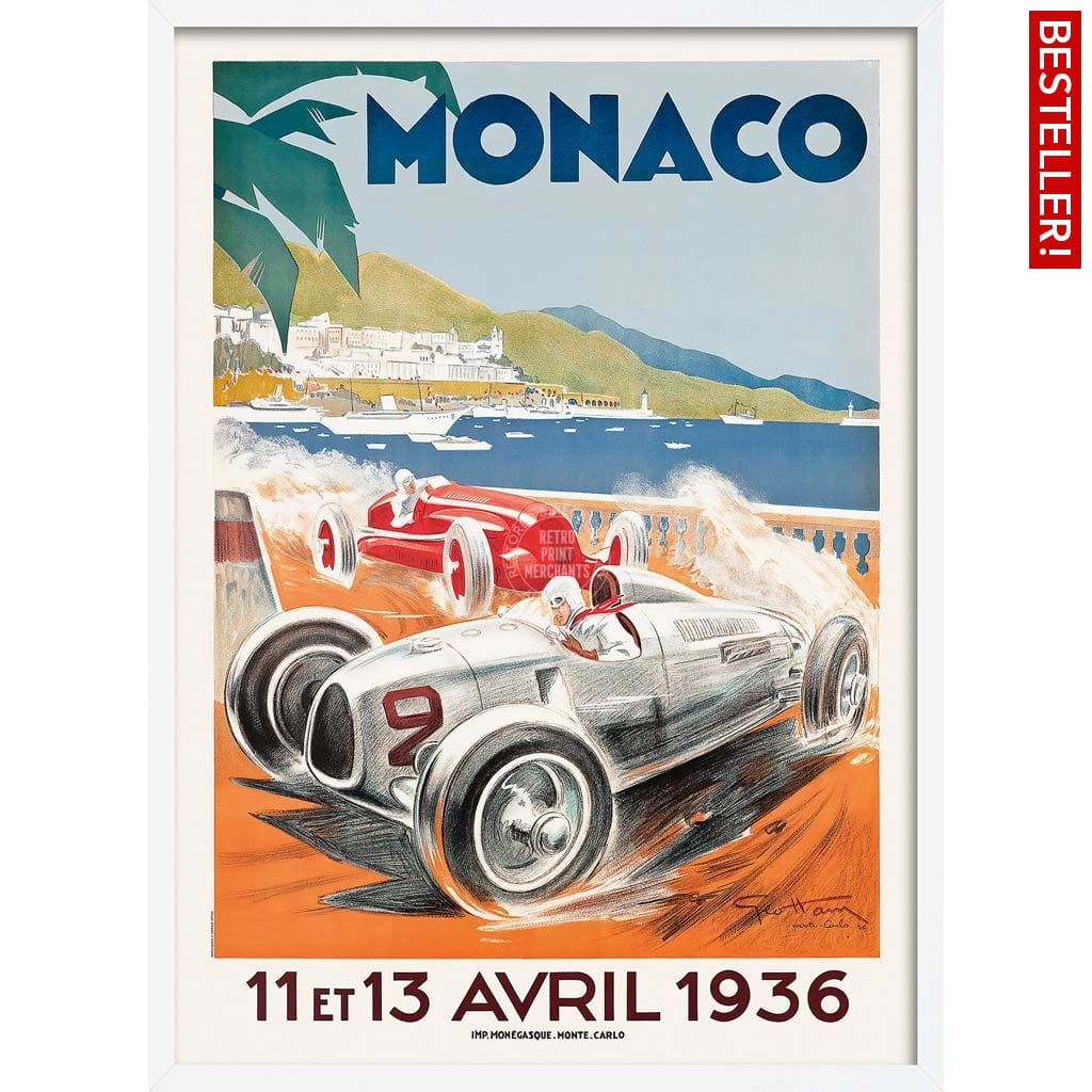 Monaco Grand Prix 1936 | France 894Mm X 630Mm 35.2 24.8 / White Print Art
