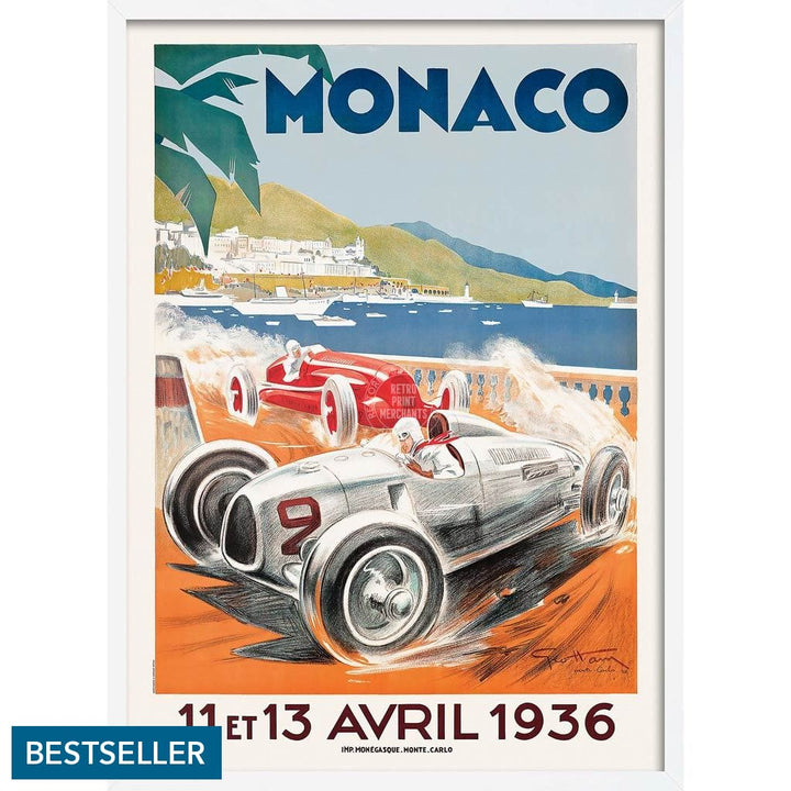 Monaco Grand Prix 1936 | France 894Mm X 630Mm 35.2 24.8 / White Print Art