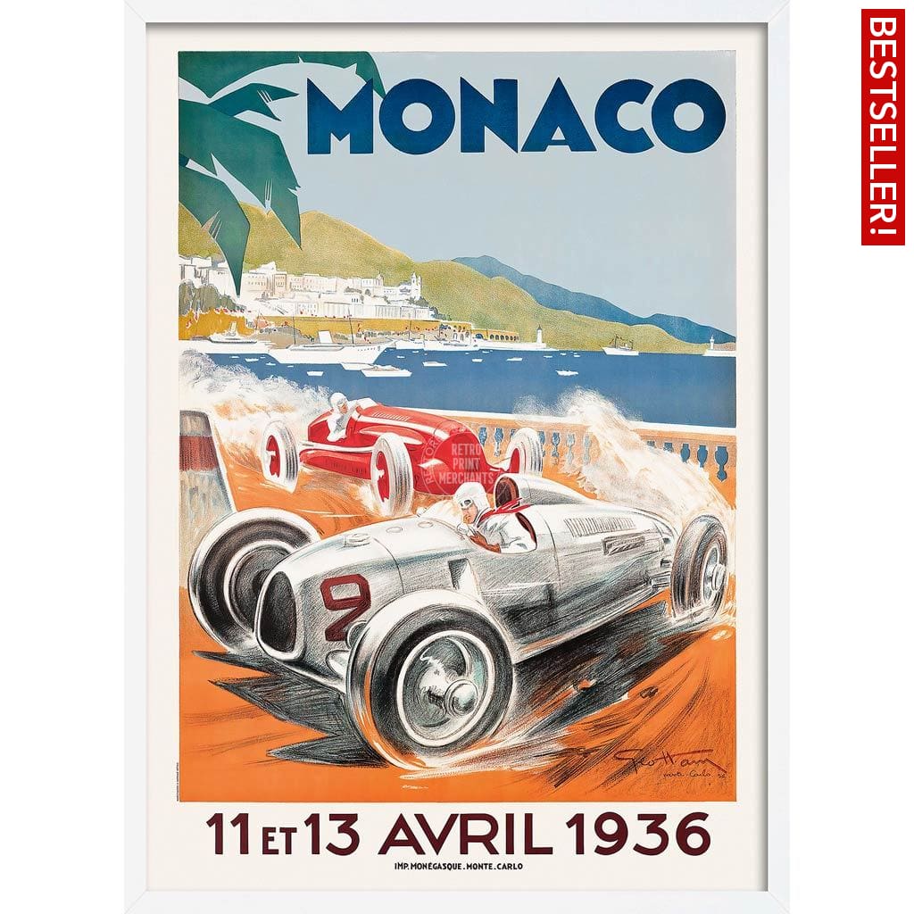 Monaco Grand Prix 1936 | France 894Mm X 630Mm 35.2 24.8 / White Print Art