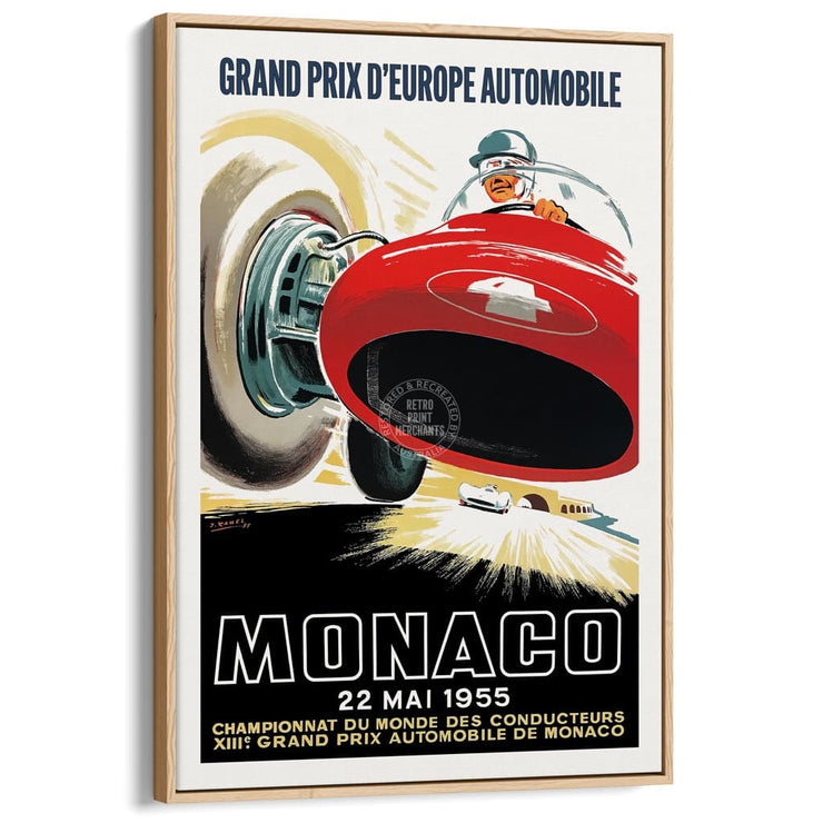 Monaco Grand Prix 1955 | France A3 297 X 420Mm 11.7 16.5 Inches / Canvas Floating Frame - Natural