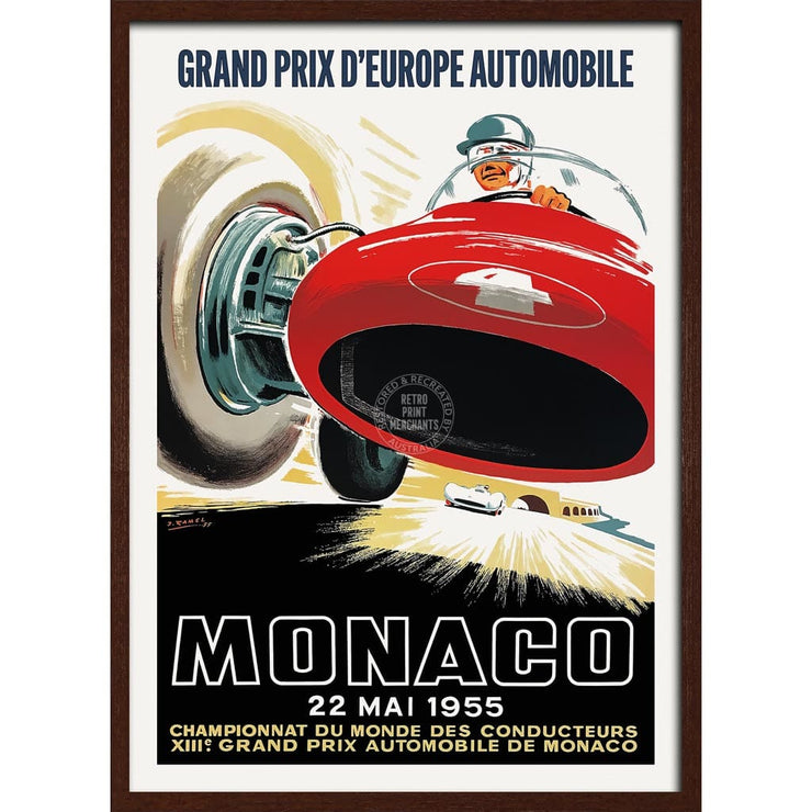 Monaco Grand Prix 1955 | France A3 297 X 420Mm 11.7 16.5 Inches / Framed Print - Dark Oak Timber Art