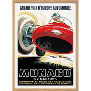 Monaco Grand Prix 1955 | France A3 297 X 420Mm 11.7 16.5 Inches / Framed Print - Natural Oak Timber