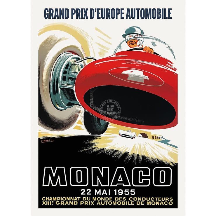 Monaco Grand Prix 1955 | France A3 297 X 420Mm 11.7 16.5 Inches / Unframed Print Art