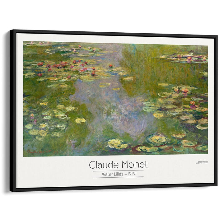 Monet Water Lilies | France A3 297 X 420Mm 11.7 16.5 Inches / Canvas Floating Frame - Black Timber