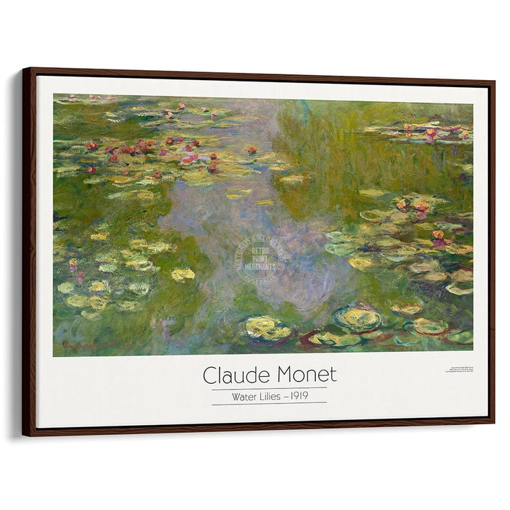 Monet Water Lilies | France A3 297 X 420Mm 11.7 16.5 Inches / Canvas Floating Frame - Dark Oak