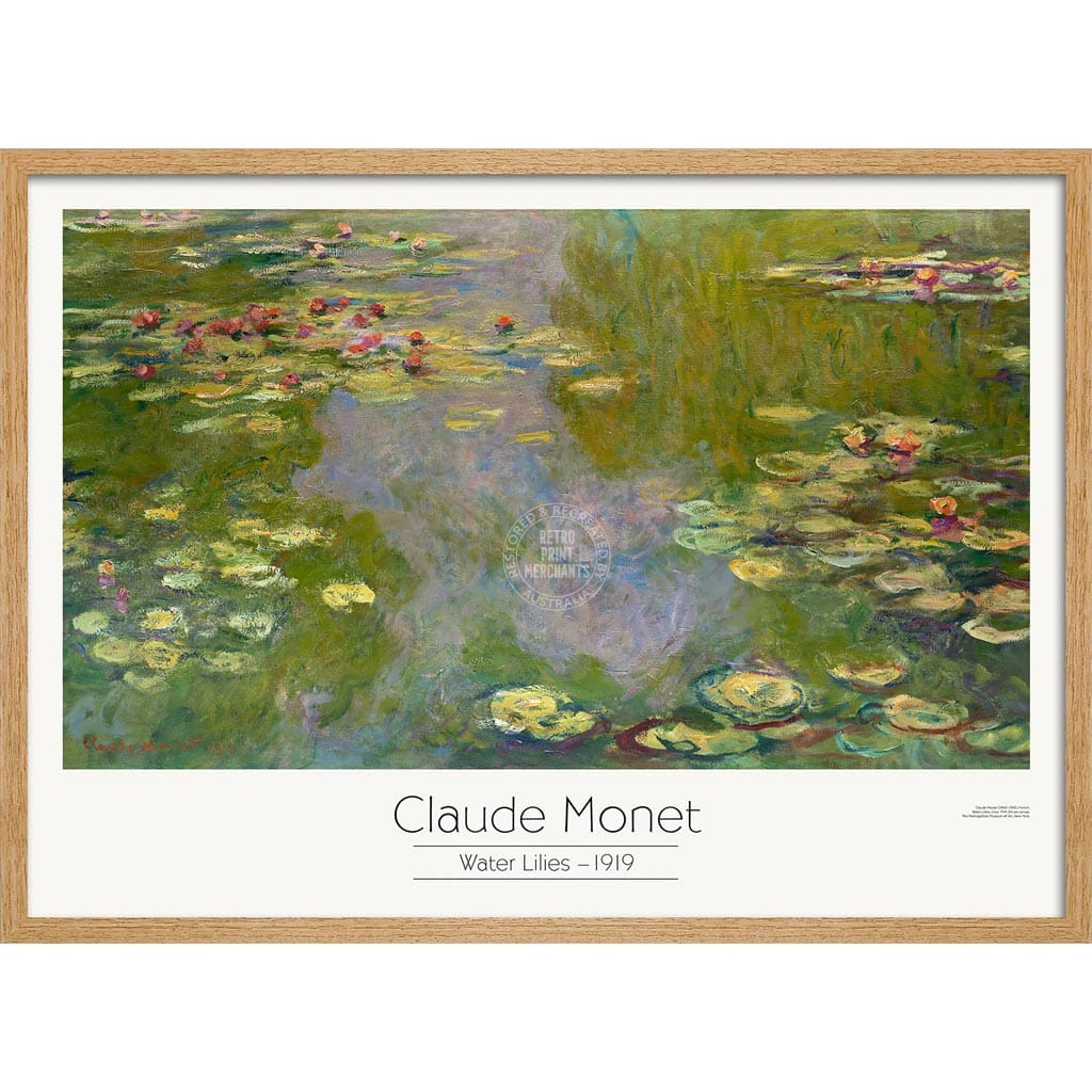 Monet Water Lilies | France A3 297 X 420Mm 11.7 16.5 Inches / Framed Print - Natural Oak Timber Art