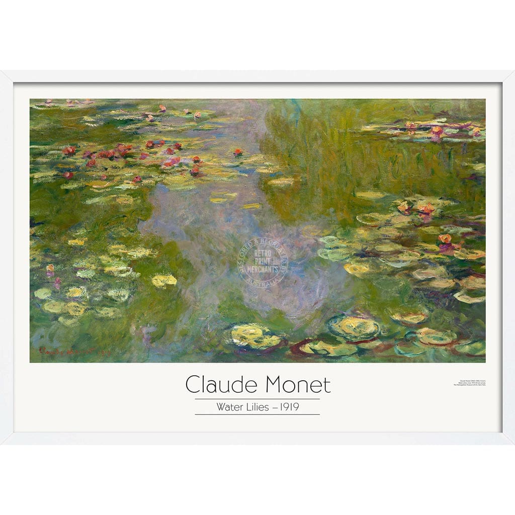 Monet Water Lilies | France A3 297 X 420Mm 11.7 16.5 Inches / Framed Print - White Timber Art