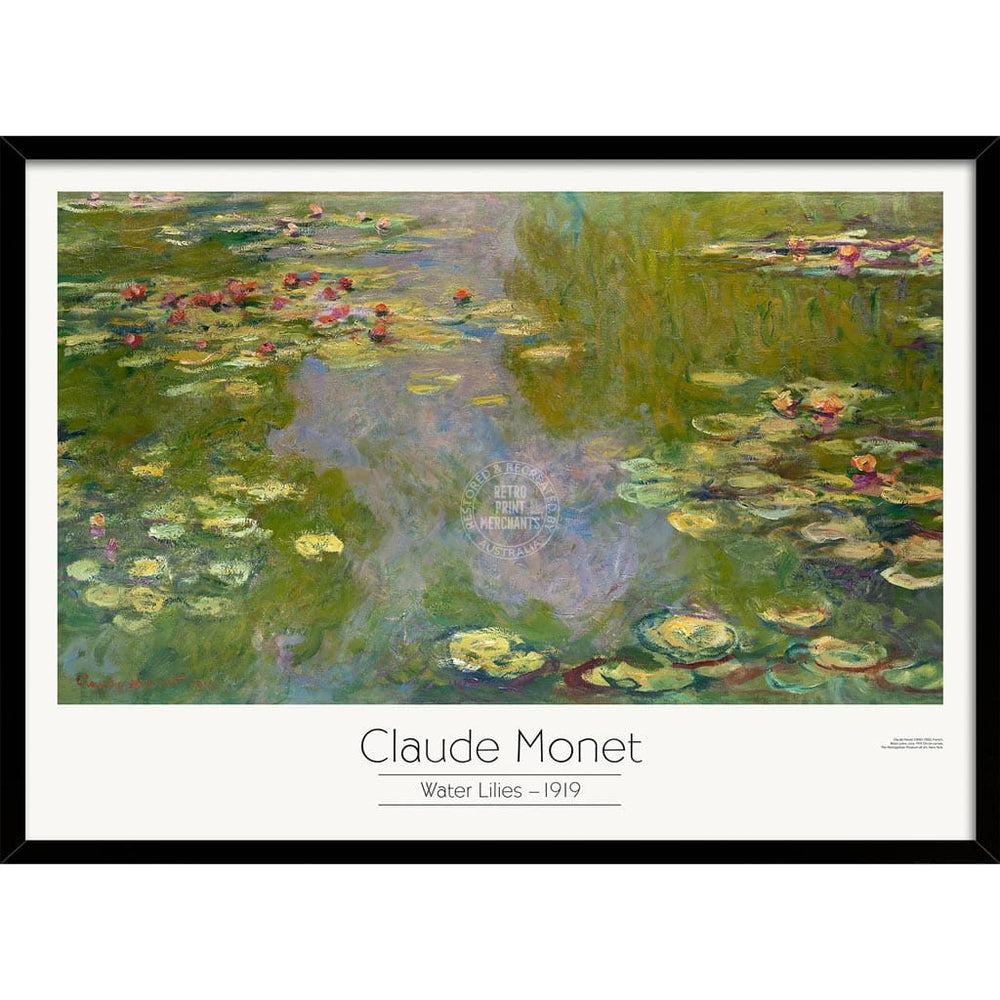 Monet Water Lilies | France A3 297 X 420Mm 11.7 16.5 Inches / Framed Print - Black Timber Art