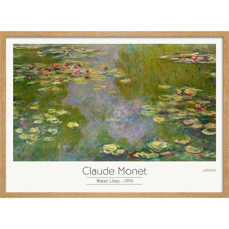 Monet Water Lilies | France A3 297 X 420Mm 11.7 16.5 Inches / Framed Print - Natural Oak Timber Art