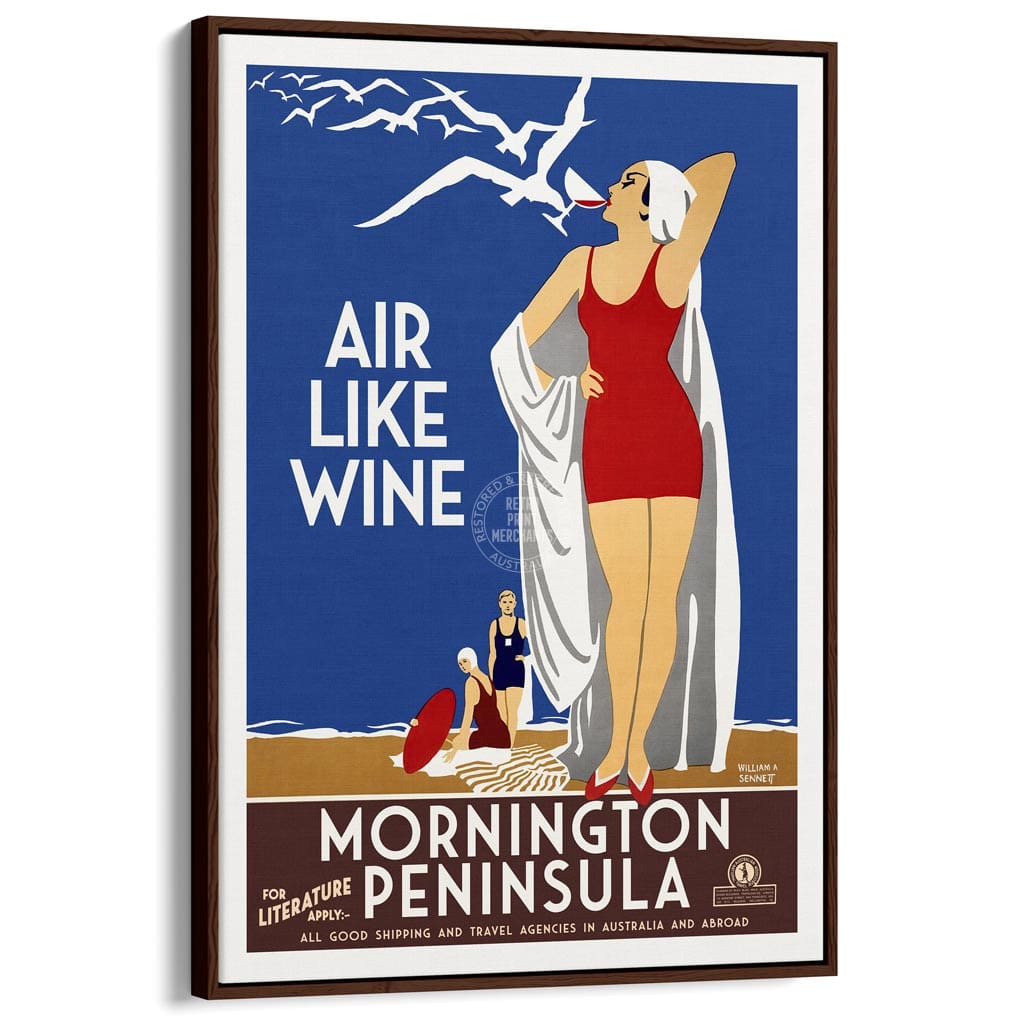 Mornington Peninsula Air Like Wine | Australia A3 297 X 420Mm 11.7 16.5 Inches / Canvas Floating