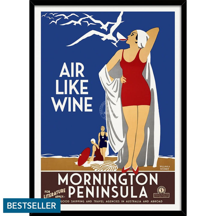 Mornington Peninsula Air Like Wine | Australia 422Mm X 295Mm 16.6 11.6 A3 / Black Print Art