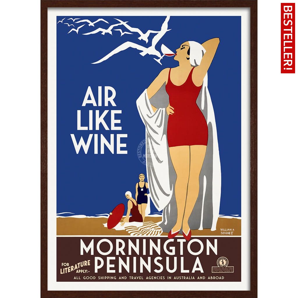 Mornington Peninsula Air Like Wine | Australia 422Mm X 295Mm 16.6 11.6 A3 / Dark Oak Print Art