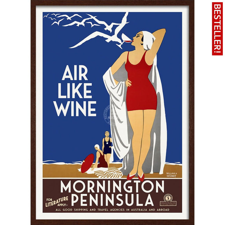 Mornington Peninsula Air Like Wine | Australia 422Mm X 295Mm 16.6 11.6 A3 / Dark Oak Print Art