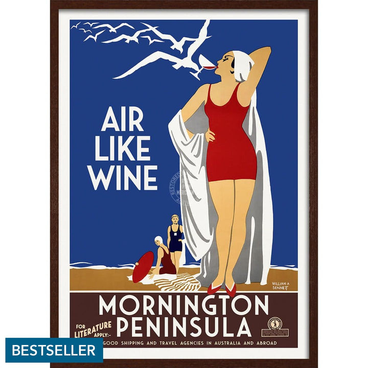 Mornington Peninsula Air Like Wine | Australia 422Mm X 295Mm 16.6 11.6 A3 / Dark Oak Print Art