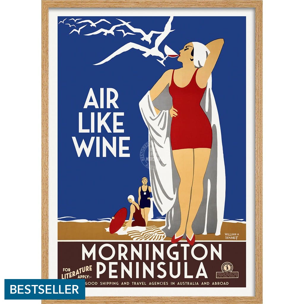 Mornington Peninsula Air Like Wine | Australia 422Mm X 295Mm 16.6 11.6 A3 / Natural Oak Print Art
