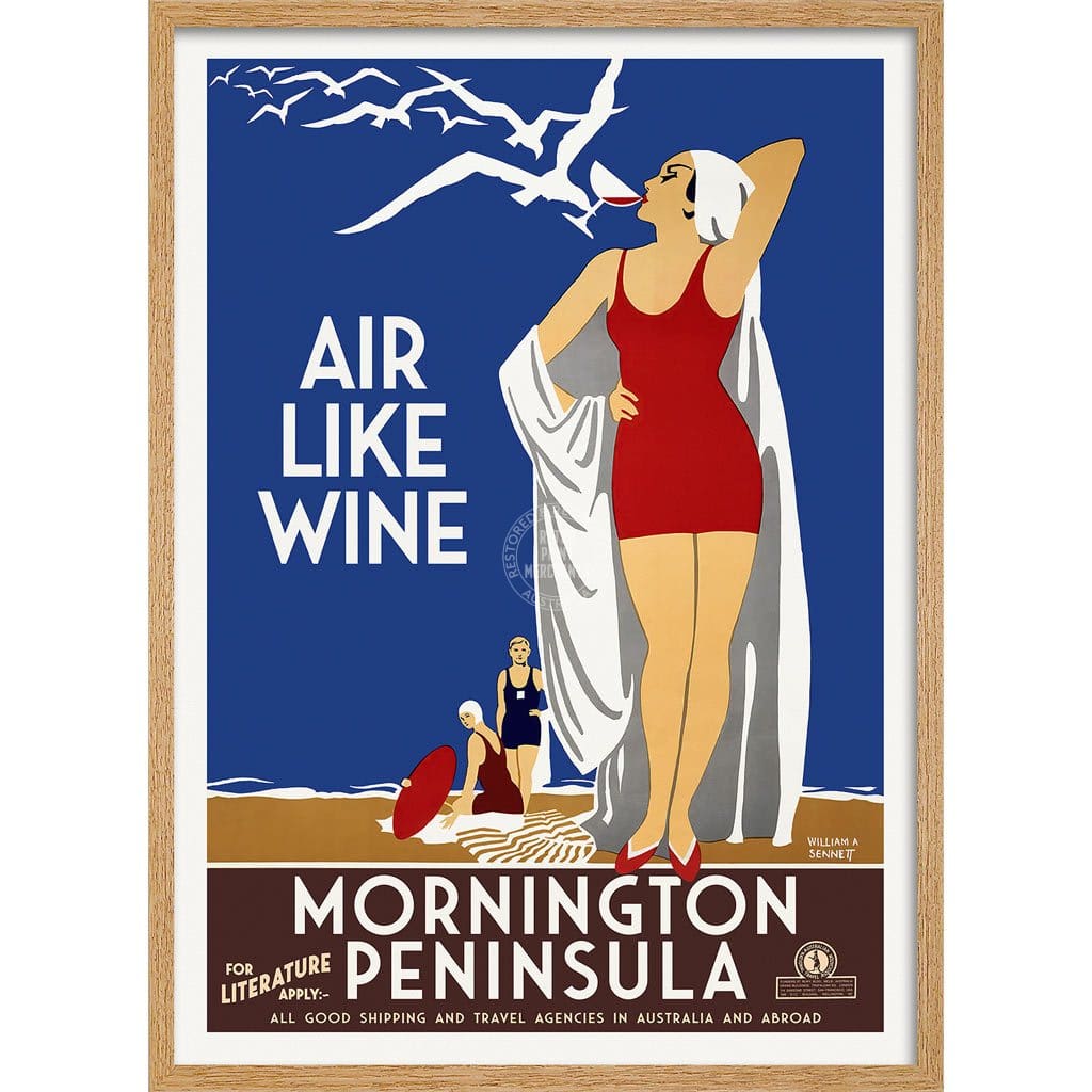 Mornington Peninsula Air Like Wine | Australia 422Mm X 295Mm 16.6 11.6 A3 / Natural Oak Print Art