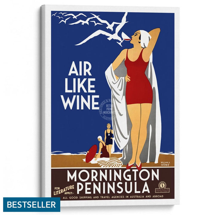 Mornington Peninsula Air Like Wine | Australia A3 297 X 420Mm 11.7 16.5 Inches / Stretched Canvas