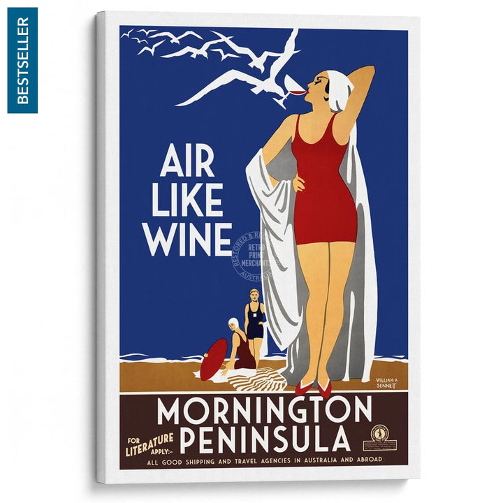 Mornington Peninsula Air Like Wine | Australia A3 297 X 420Mm 11.7 16.5 Inches / Stretched Canvas