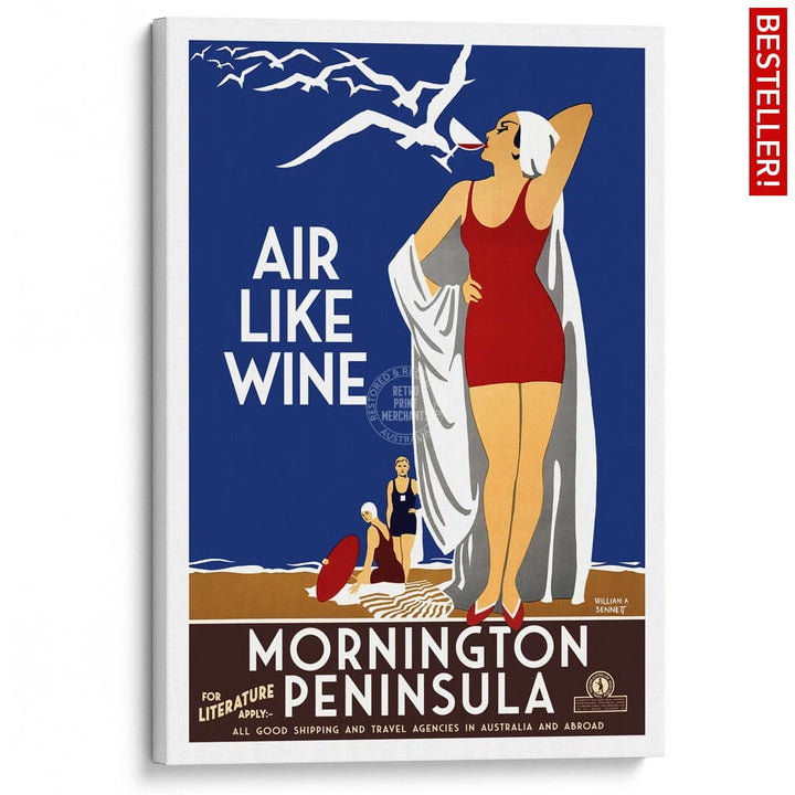 Mornington Peninsula Air Like Wine | Australia A3 297 X 420Mm 11.7 16.5 Inches / Stretched Canvas