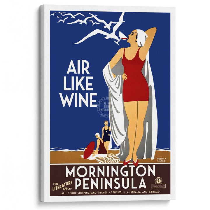 Mornington Peninsula Air Like Wine | Australia A3 297 X 420Mm 11.7 16.5 Inches / Stretched Canvas