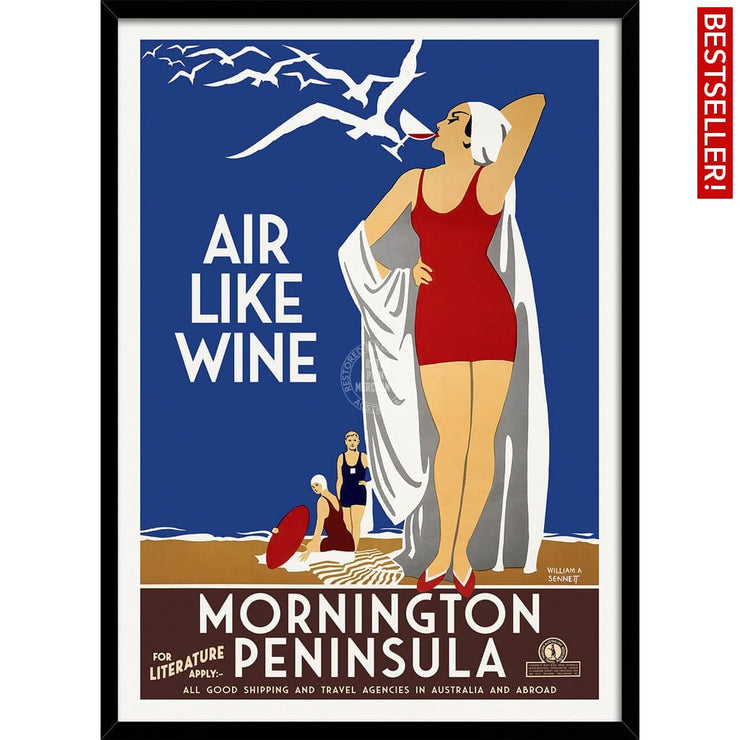 Mornington Peninsula Air Like Wine | Australia 422Mm X 295Mm 16.6 11.6 A3 / Black Print Art