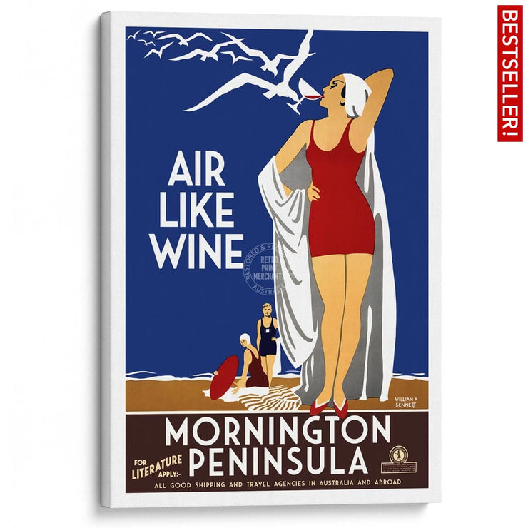 Mornington Peninsula Air Like Wine | Australia A3 297 X 420Mm 11.7 16.5 Inches / Stretched Canvas