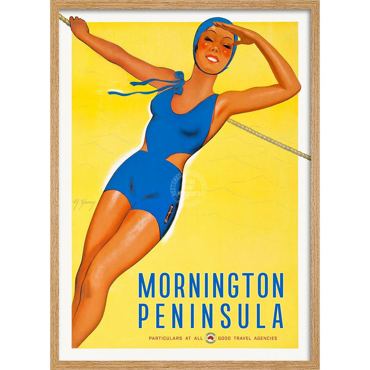 Mornington Peninsula Blue Bathers | Australia A3 297 X 420Mm 11.7 16.5 Inches / Framed Print: