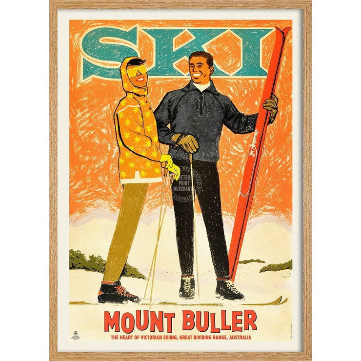 Mount Buller 1960S | Australia 422Mm X 295Mm 16.6 11.6 A3 / Natural Oak Print Art