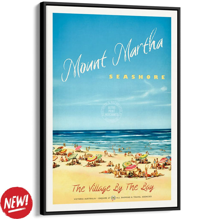 Mount Martha Seashore | Australia A4 210 X 297Mm 8.3 11.7 Inches / Canvas Floating Frame: Black