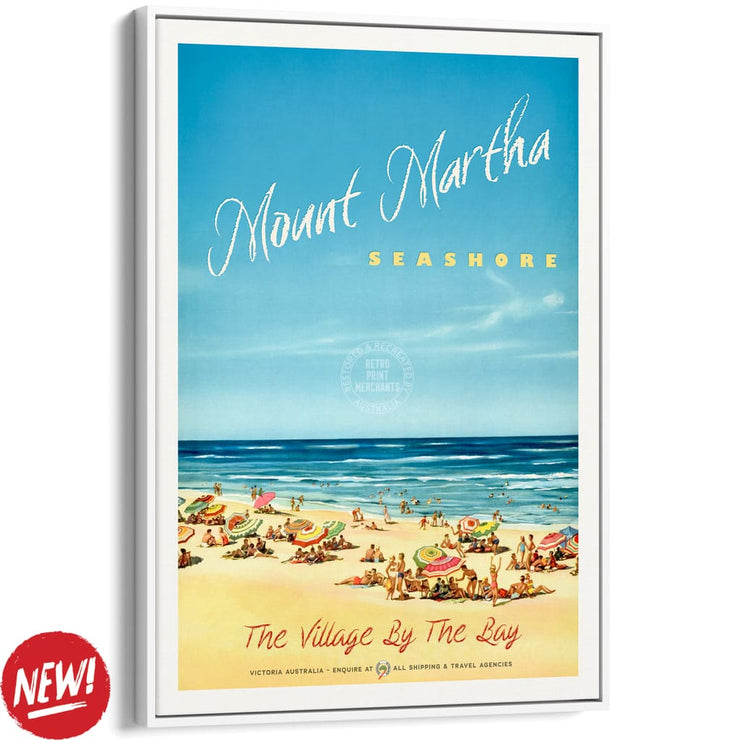 Mount Martha Seashore | Australia A4 210 X 297Mm 8.3 11.7 Inches / Canvas Floating Frame: White
