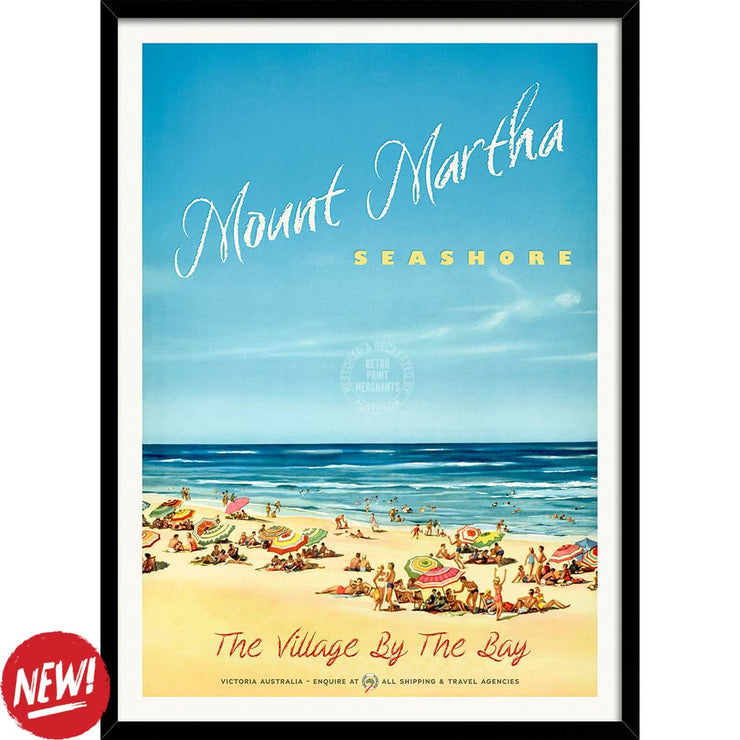 Mount Martha Seashore | Australia A4 210 X 297Mm 8.3 11.7 Inches / Framed Print: Black Timber Print