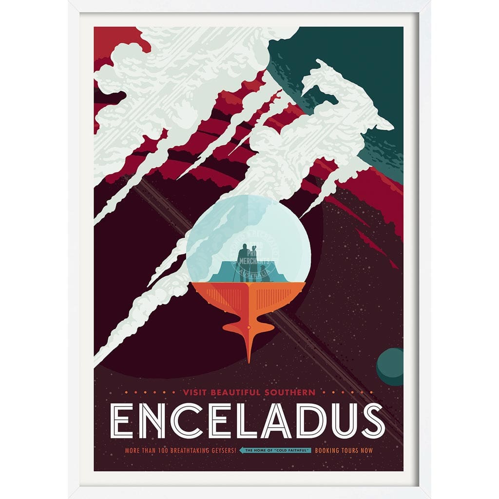 Nasa Enceladus | Usa 422Mm X 295Mm 16.6 11.6 A3 / White Print Art